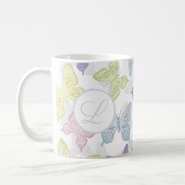 Pastel Butterflies Pattern 11 oz Classic Mug (Left)