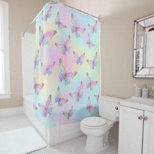 pastel butterflies pattern shower curtain