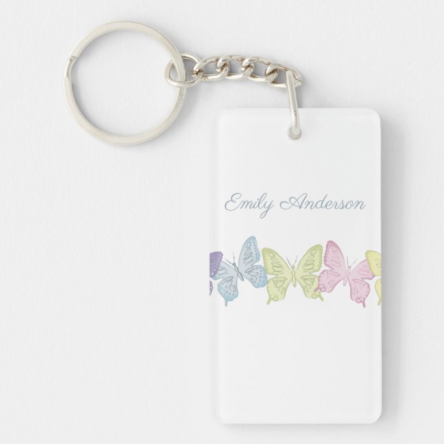 Pastel Butterflies photo keychain (Front)
