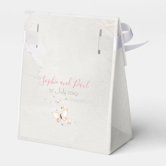 Pastel Butterflies Wedding Favour Box (Back Side)