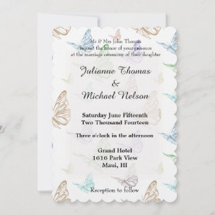 Pastel Butterflies Wedding Invitation