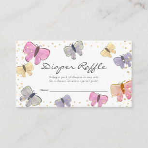 Pastel Butterfly Baby Shower Diaper Raffle Ticket Enclosure Card