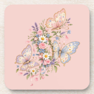 Pastel Butterfly Birthday Garden Coaster