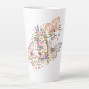 Pastel Butterfly Birthday Garden Latte Mug
