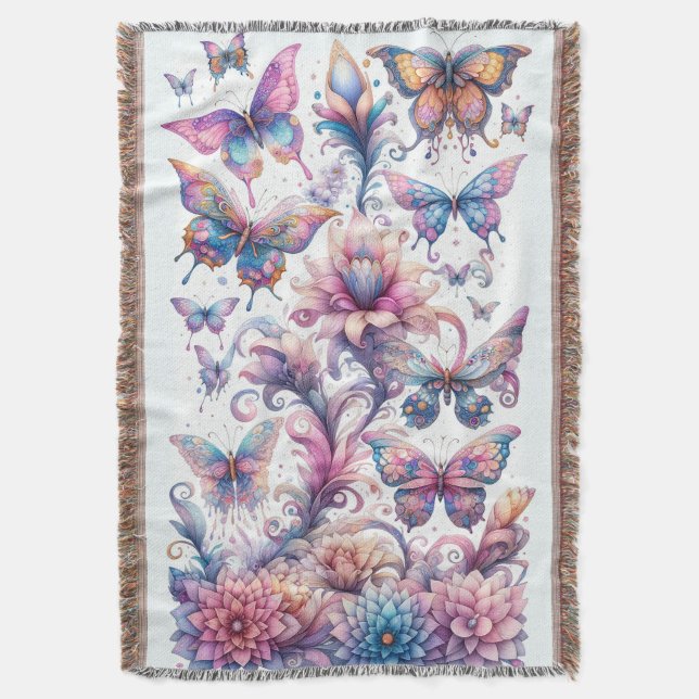 Pastel Butterfly Cosy Blanket (Front Vertical)