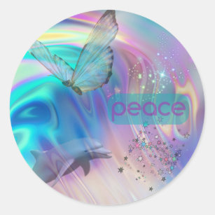 Pastel butterfly Dolphin peace sticker