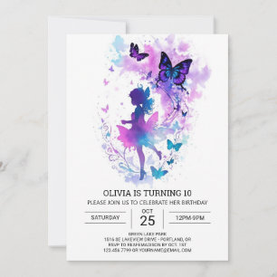 Pastel Butterfly Fairy Birthday Invitation
