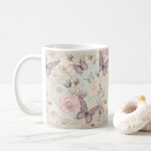 “Pastel Butterfly & Floral Coffee Mug