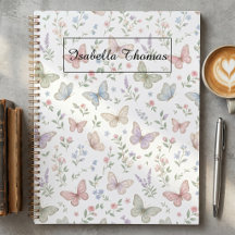 Pastel Butterfly Floral Notebook Cover Background