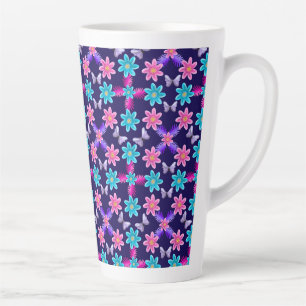 Pastel Butterfly Floral Pattern Latte Mug