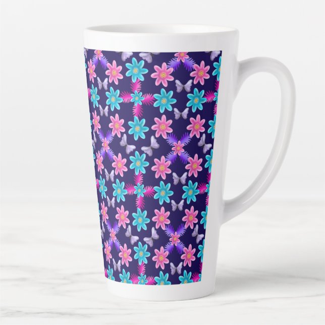 Pastel Butterfly Floral Pattern   Latte Mug (Right)