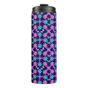 Pastel Butterfly Floral Pattern Thermal Tumbler