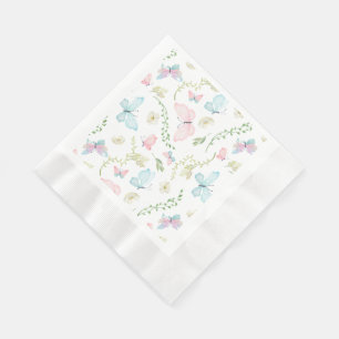 Pastel Butterfly Garden Watercolor Napkin