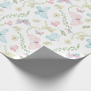 Pastel Butterfly Garden Watercolor Wrapping Paper