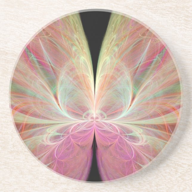 Pastel Butterfly in Abstract Sandstone Coaster (Front)