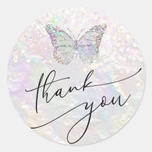 pastel butterfly thank you classic round sticker
