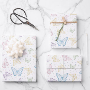 Pastel Butterfly Wrapping Paper, Insect Gift Wrap