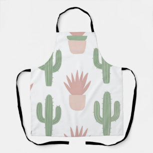 Pastel Cactus Succulent Pattern Apron