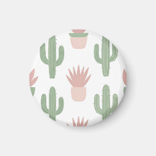 Pastel Cactus Succulent Pattern Magnet