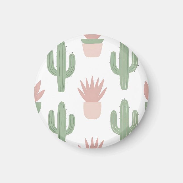 Pastel Cactus Succulent Pattern Magnet (Front)