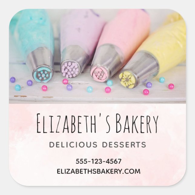 Pastel Cake Decorating Tools Business Square Sticker (Front)