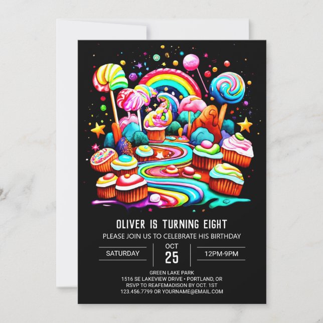 Pastel Candy Celebration Birthday Invitation (Front)
