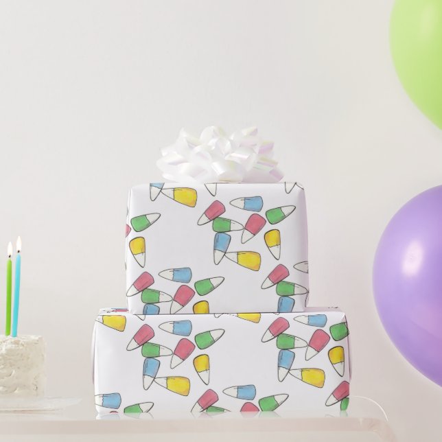 Pastel Candy Corn Easter Basket Candy Kernels Wrapping Paper (Party Gifts)