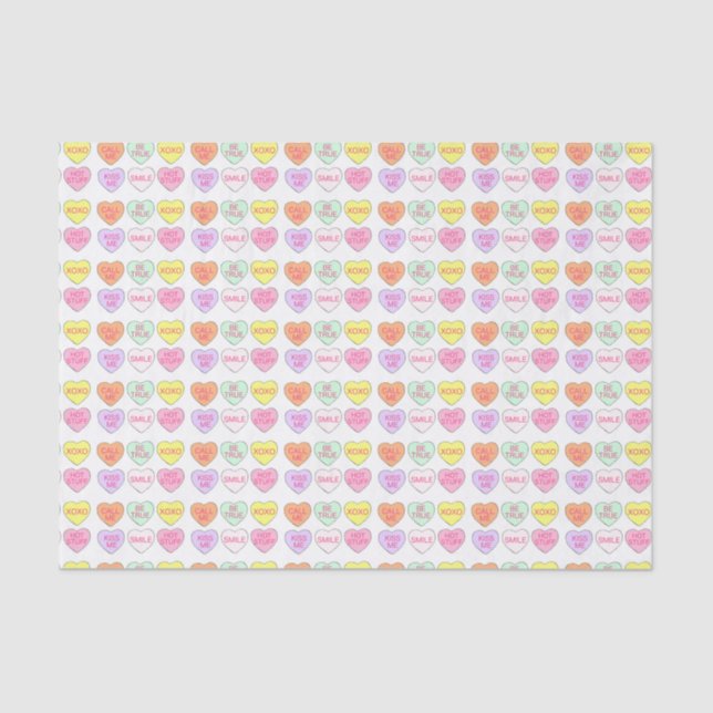 Pastel Candy Heart Hearts Valentine's Day Love Tissue Paper (Front)