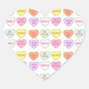 Pastel Candy Hearts Valentine's Day Conversation Heart Sticker