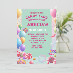 Pastel Candy Land Birthday Party Invite