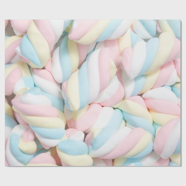 Pastel Candy Marshmallow Sweet Treat Cute Food Wrapping Paper (Flat)