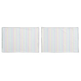 Pastel Candy Stripe Nostalgic 1970's Pair Of Pillowcase