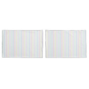 Pastel Candy Stripe Nostalgic 1970's Pair Of Pillowcase