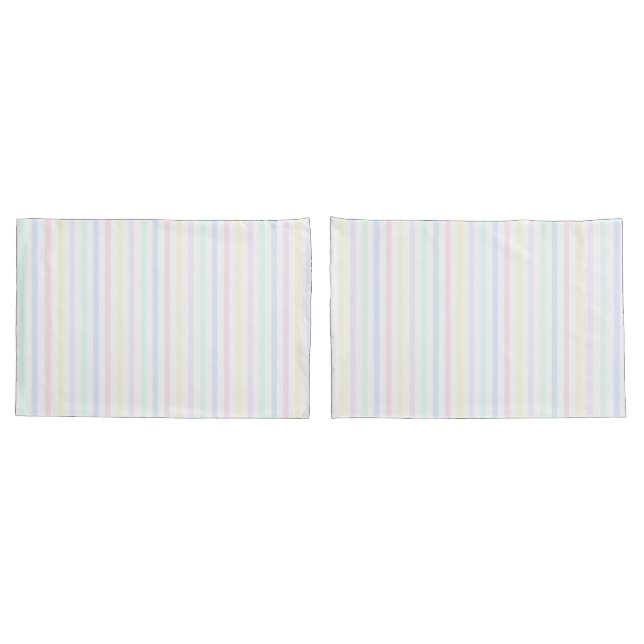 Pastel Candy Stripe Nostalgic 1970's Pair Of Pillowcase (Back-Set)