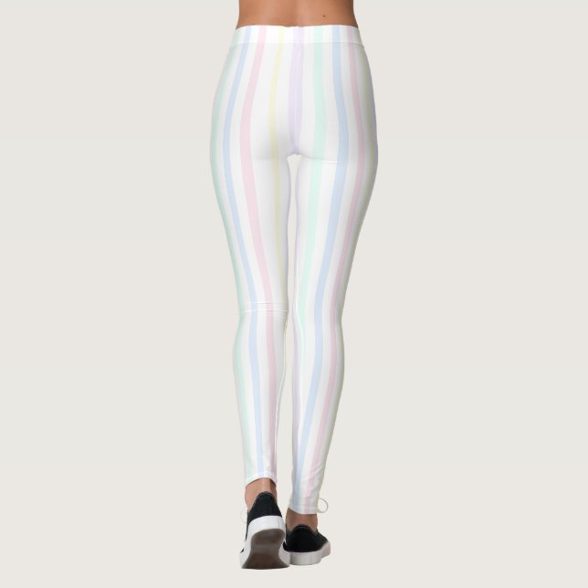 Pastel Candy Stripe Rainbow Leggings (Back)