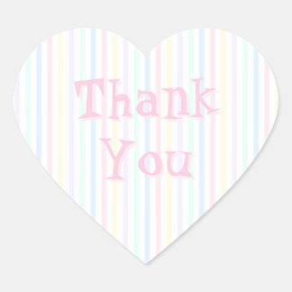 Pastel Candy Stripe Thank You Heart Sticker