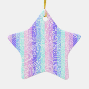 Pastel Candy Swirls Striped Soft Fantasy Pattern Ceramic Tree Decoration