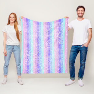 Pastel Candy Swirls Striped Soft Fantasy Pattern Fleece Blanket