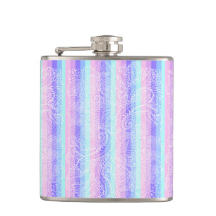 Pastel Candy Swirls Striped Soft Fantasy Pattern Hip Flask