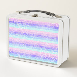 Pastel Candy Swirls Striped Soft Fantasy Pattern Metal Lunch Box