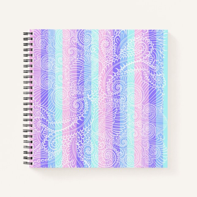 Pastel Candy Swirls | Striped Soft Fantasy Pattern Notebook (Front)