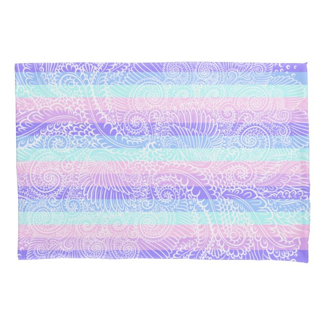 Pastel Candy Swirls | Striped Soft Fantasy Pattern Pillowcase (Front)