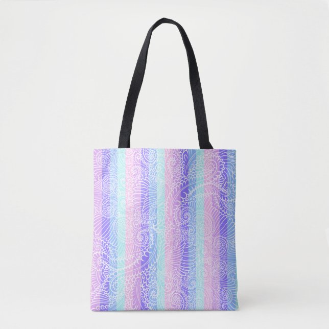 Pastel Candy Swirls | Striped Soft Fantasy Pattern Tote Bag (Front)