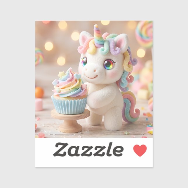 Pastel Candy Unicorn with Rainbow Cupcake (Sheet)
