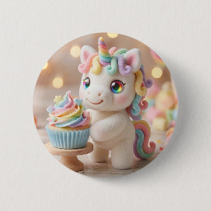 Pastel Candy Unicorn with Rainbow Cupcake 6 Cm Round Badge