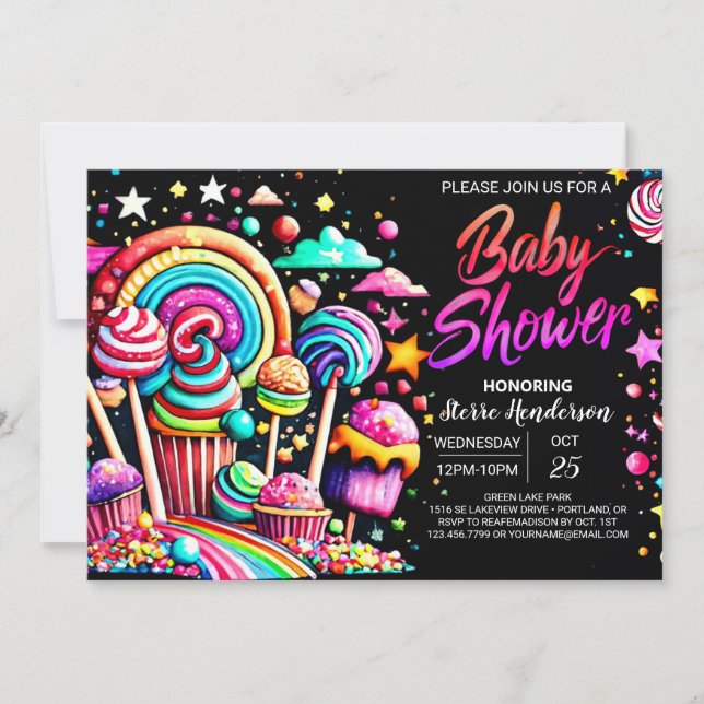 Pastel Candyland Baby Shower Invitation (Front)