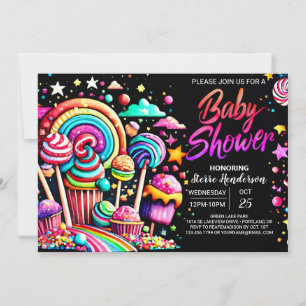 Pastel Candyland Baby Shower Invitation