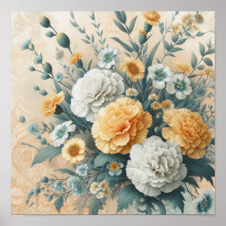 Pastel Carnations Poster