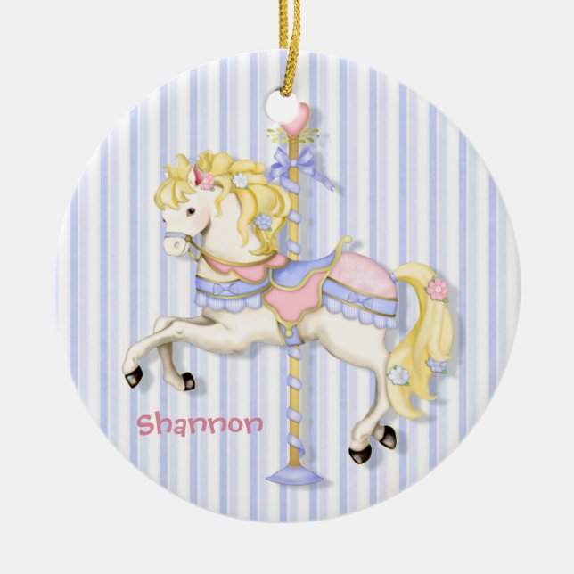 Pastel Carousel Pony Ceramic Tree Decoration (Front)