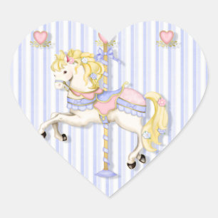 Pastel Carousel Pony Heart Sticker